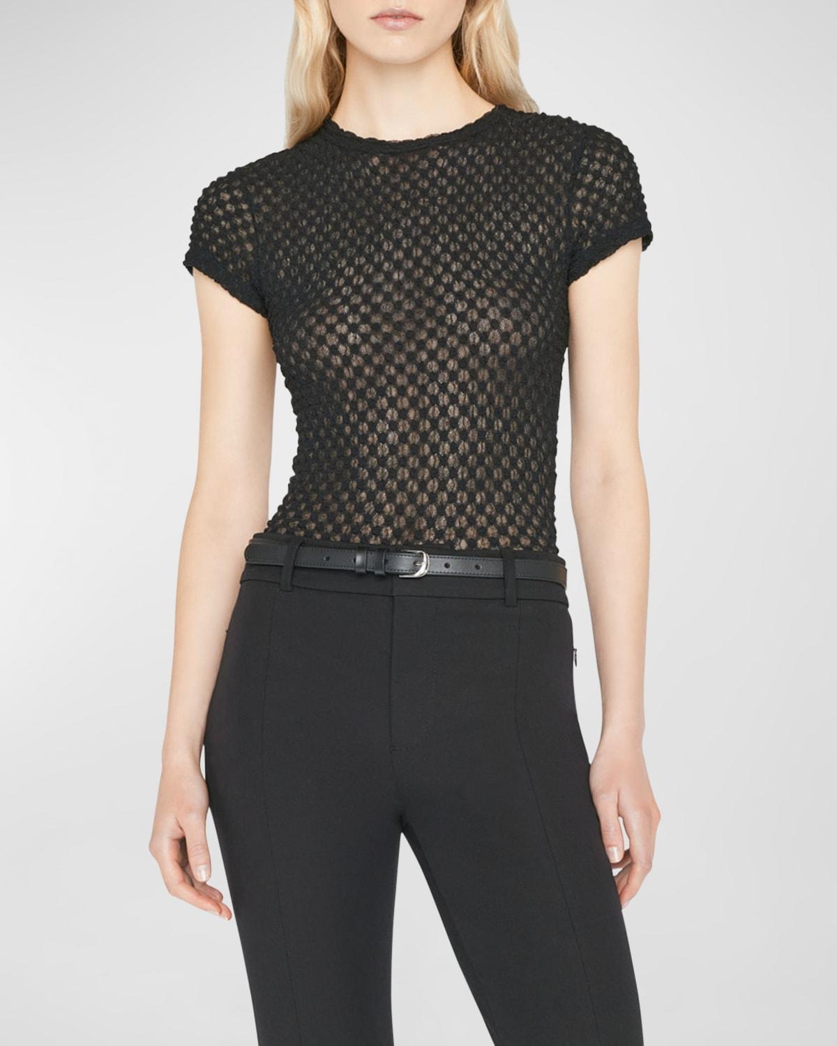 Womens Textured Mesh Baby T-Shirt Product Image