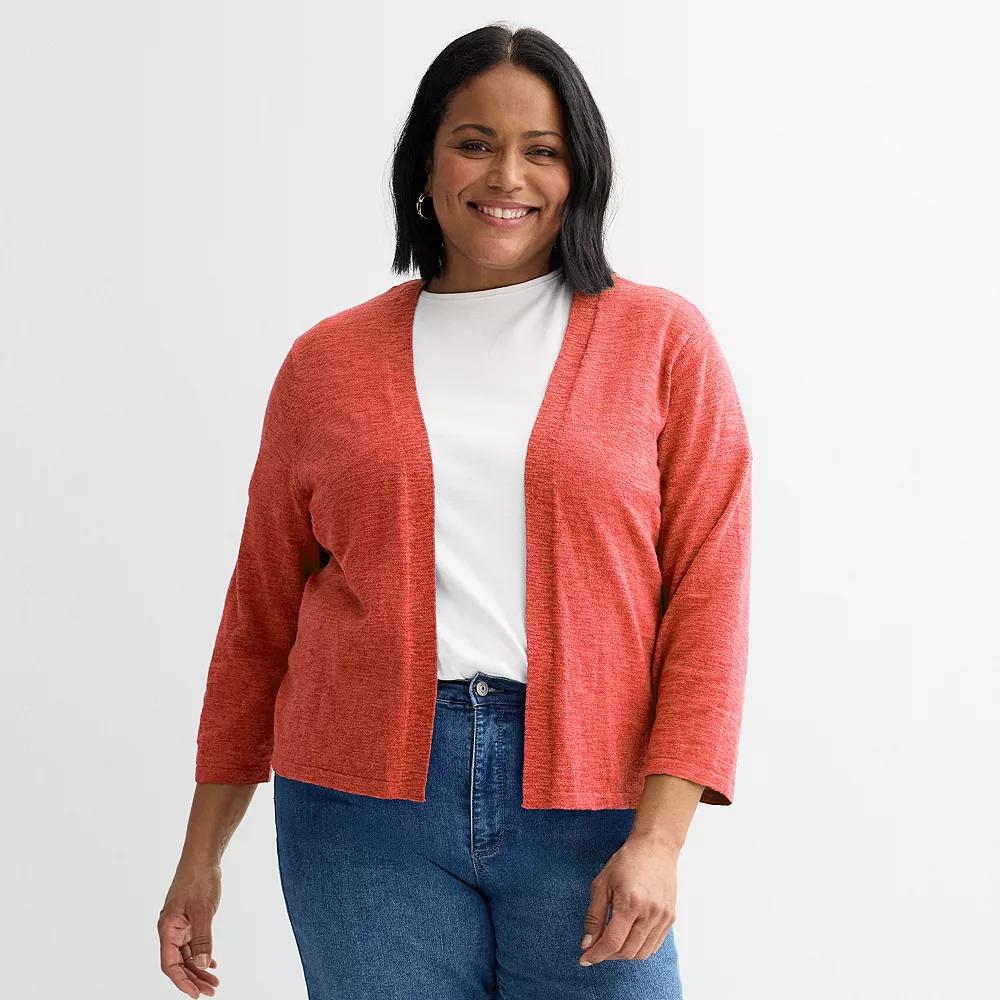 Plus Size Croft & Barrow® Open Front Cardigan, Women's, Size: 4XL, Simply Pink Product Image