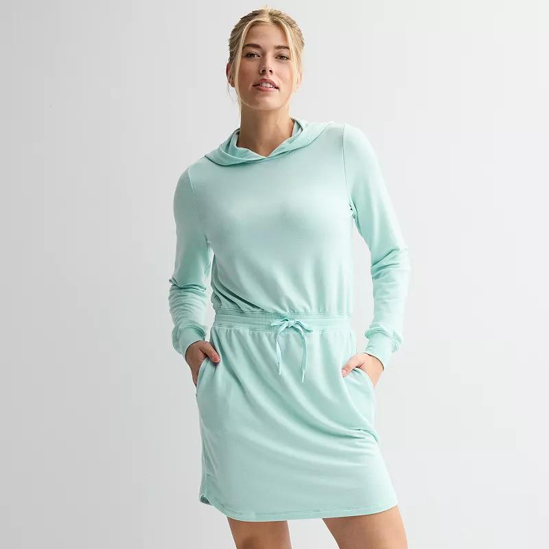 Women's Tek Gear® French Terry Hooded Dress, Size: Medium, Hail Blue Product Image
