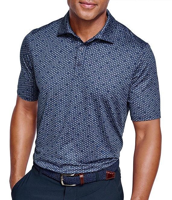Johnston & Murphy XC4 Performance Stretch Cool Degree Tonal Geo Print Short Sleeve Polo Shirt Product Image
