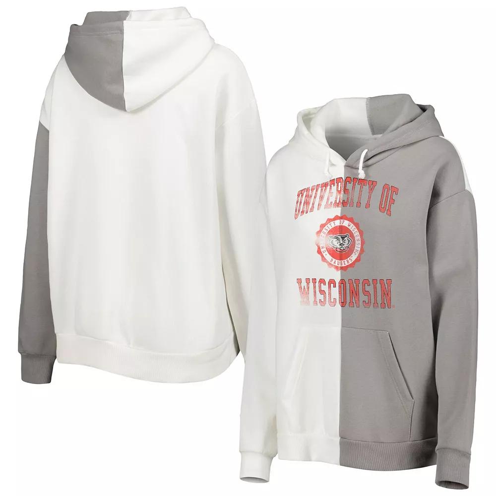 Women's Gameday Couture Gray/White Wisconsin Badgers Split Pullover Hoodie,  Product Image