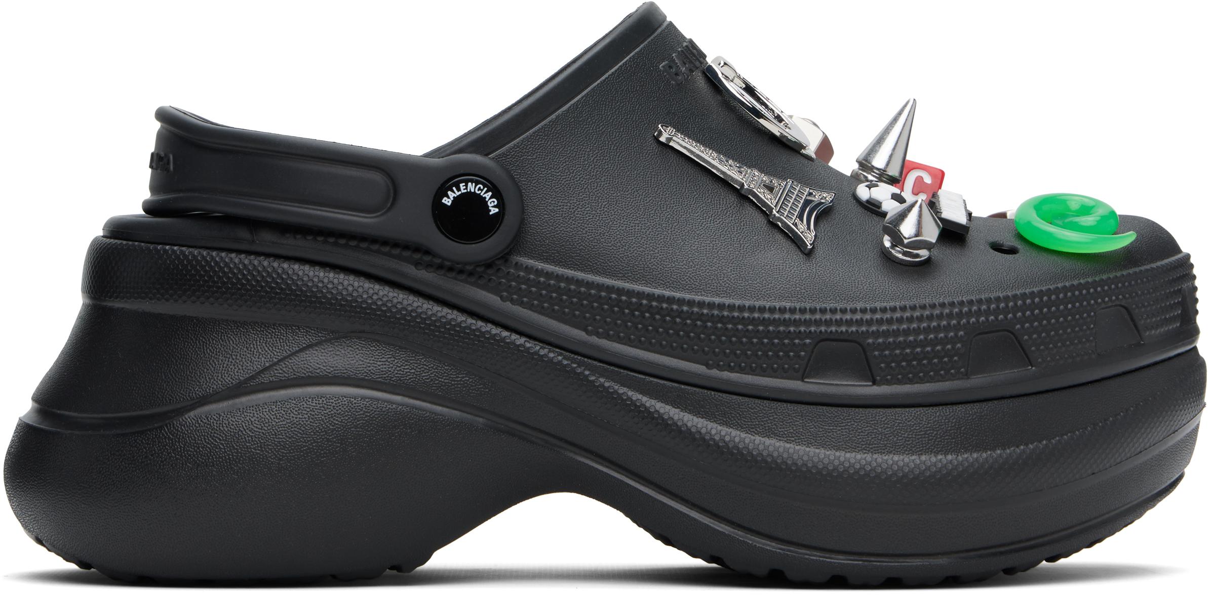 BALENCIAGA Platform Sandals Embellished Ventilation Holes In Black Product Image