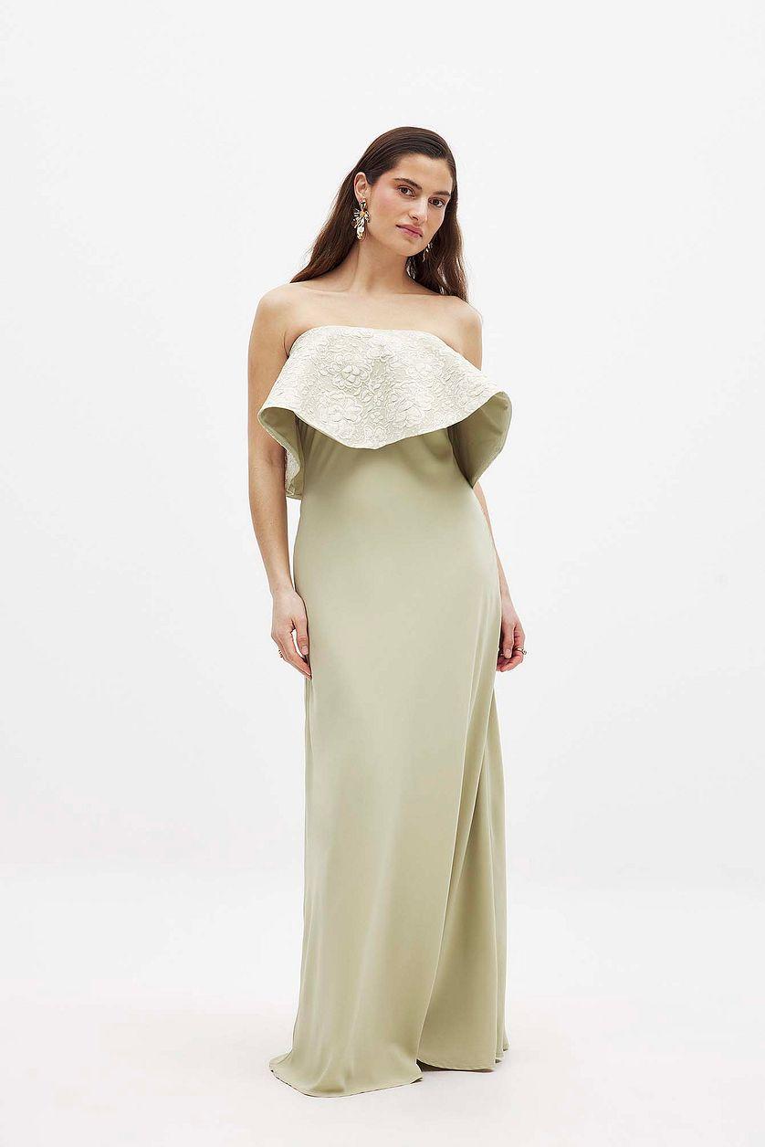 Jacquard Bandeau Volume Maxi Dress Product Image