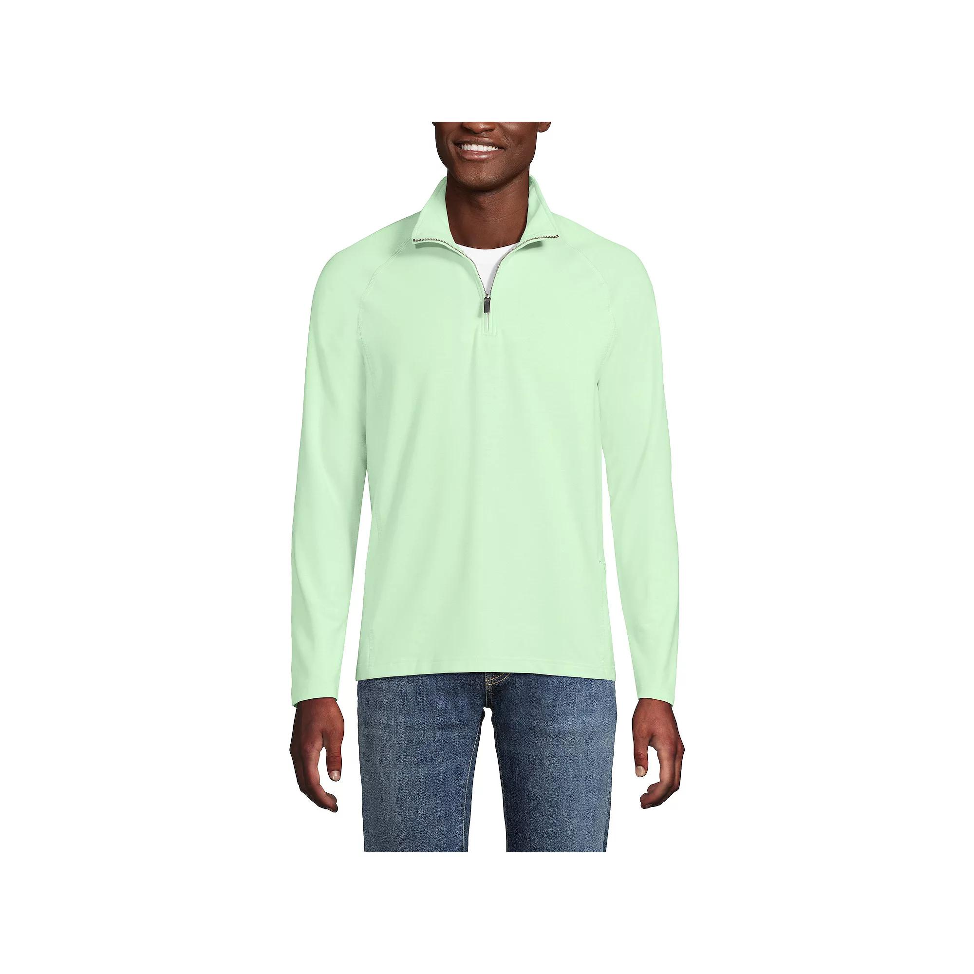 Men's Lands' End Long Sleeve Raglan French Terry Quarter Zip Sweatshirt,  Product Image
