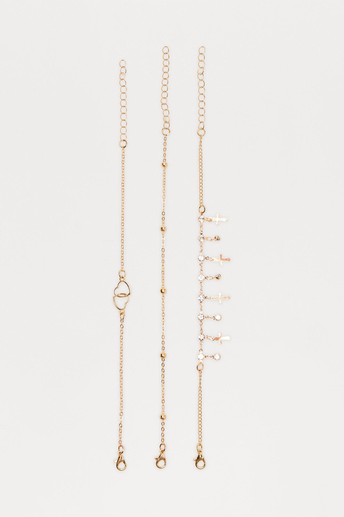 As Long As I Have You 3 Piece Anklet Set - Gold Female Product Image