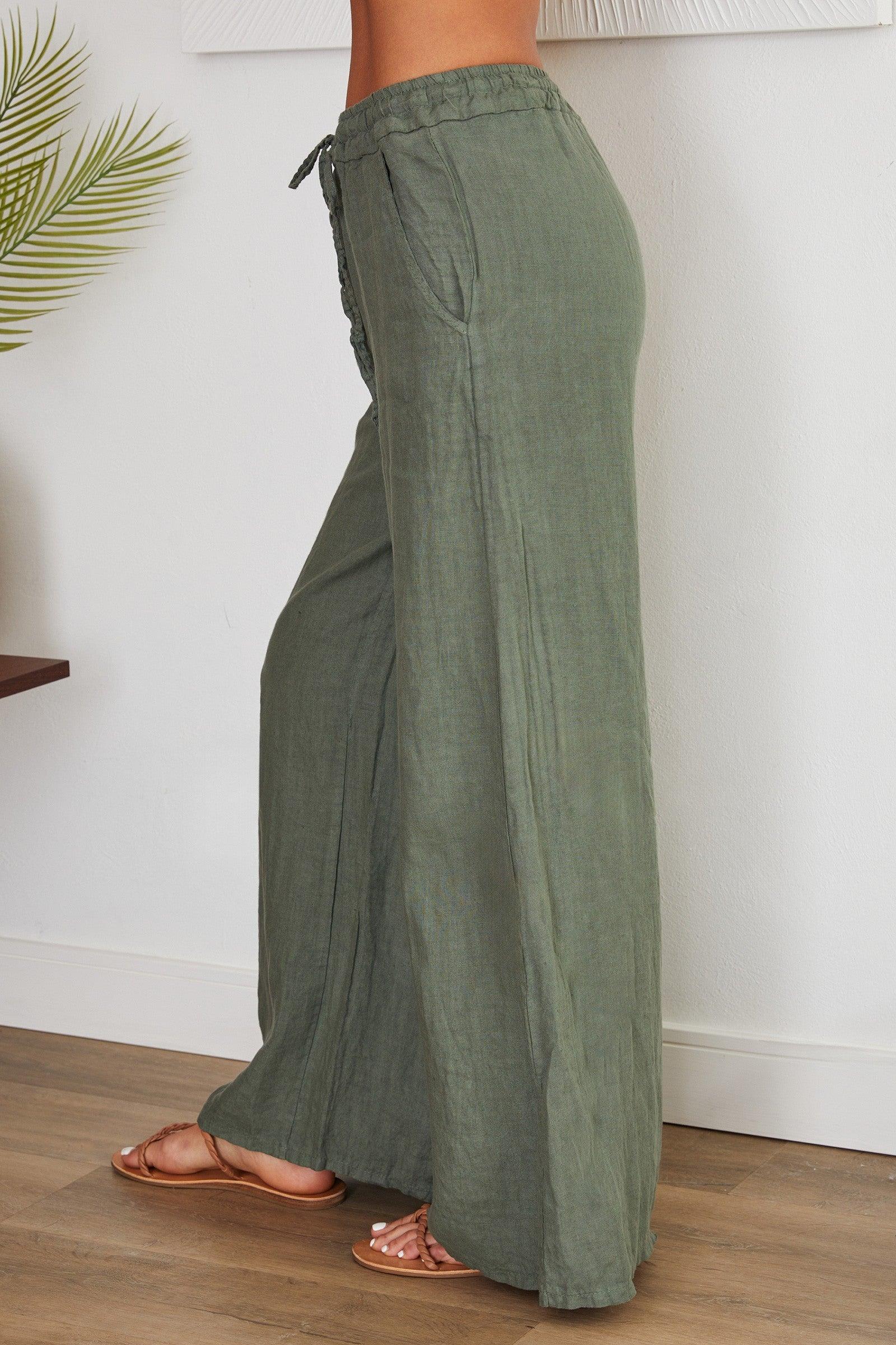 Italian Linen Wide Leg Pants Product Image