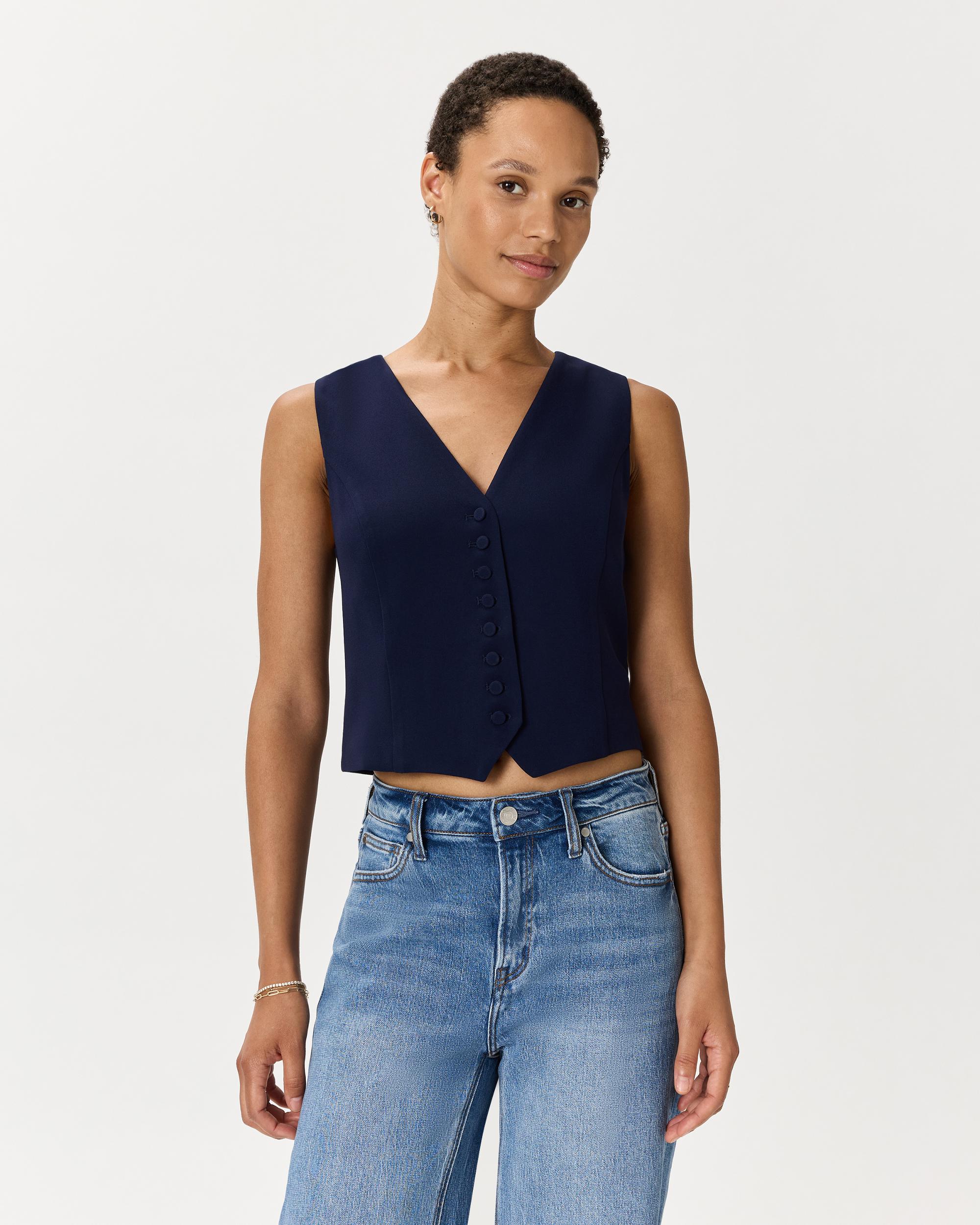 Quince | Women's Fluid Crepe Vest Size XS, Recycled Polyester Product Image