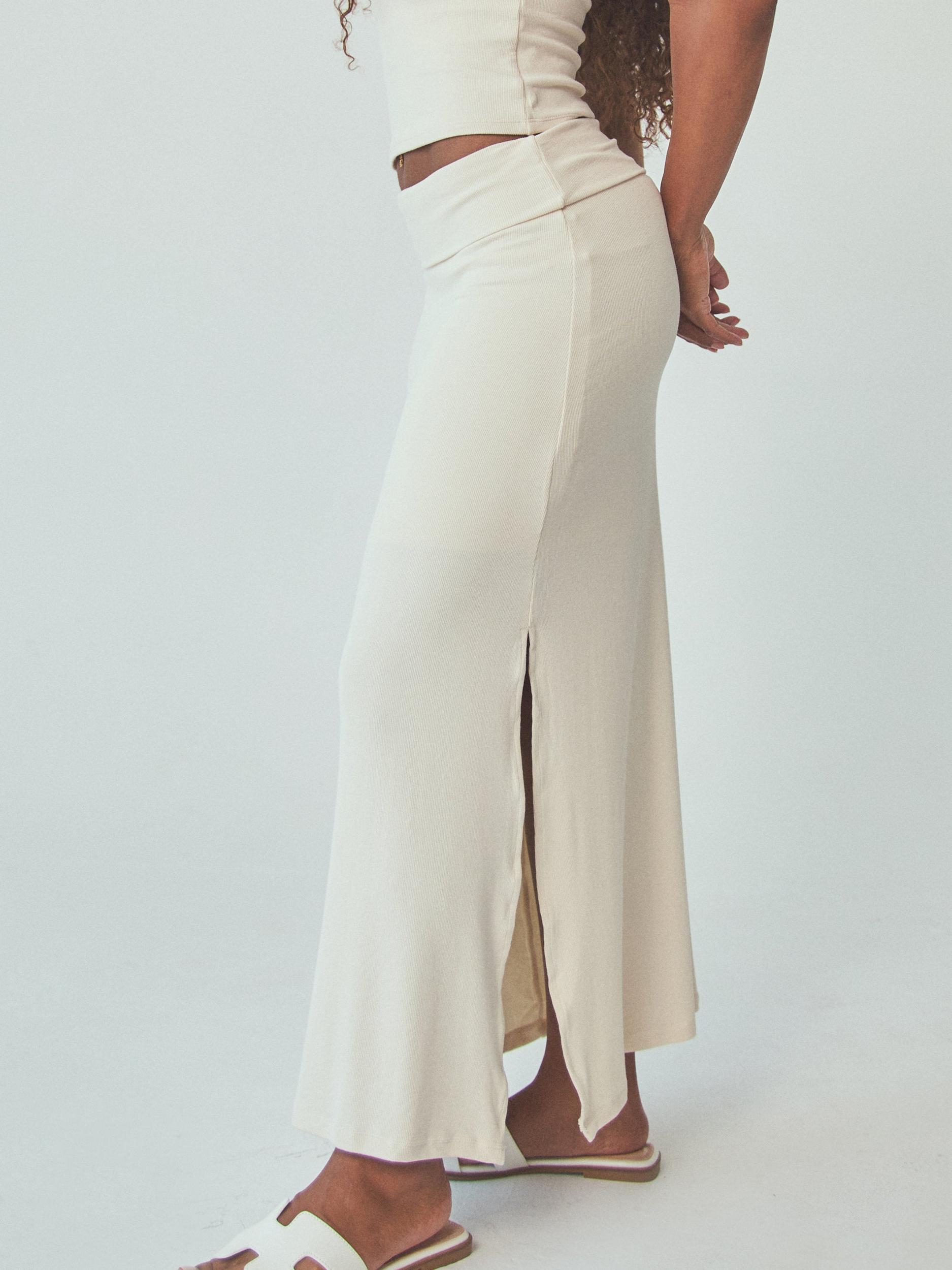 Ribbed Fold Over Maxi Skirt Product Image
