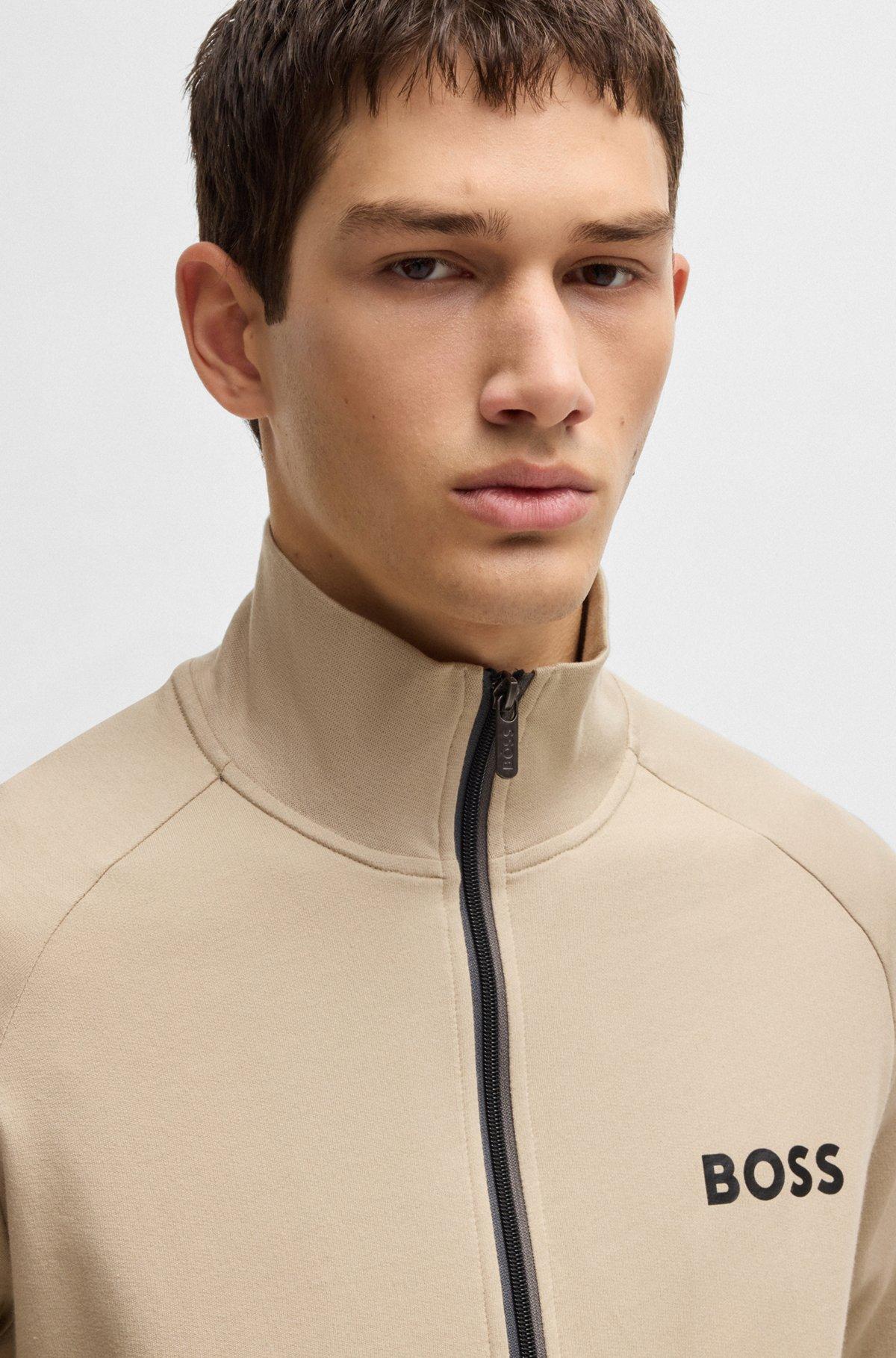 Cotton-terry zip-up jacket with logo print Product Image