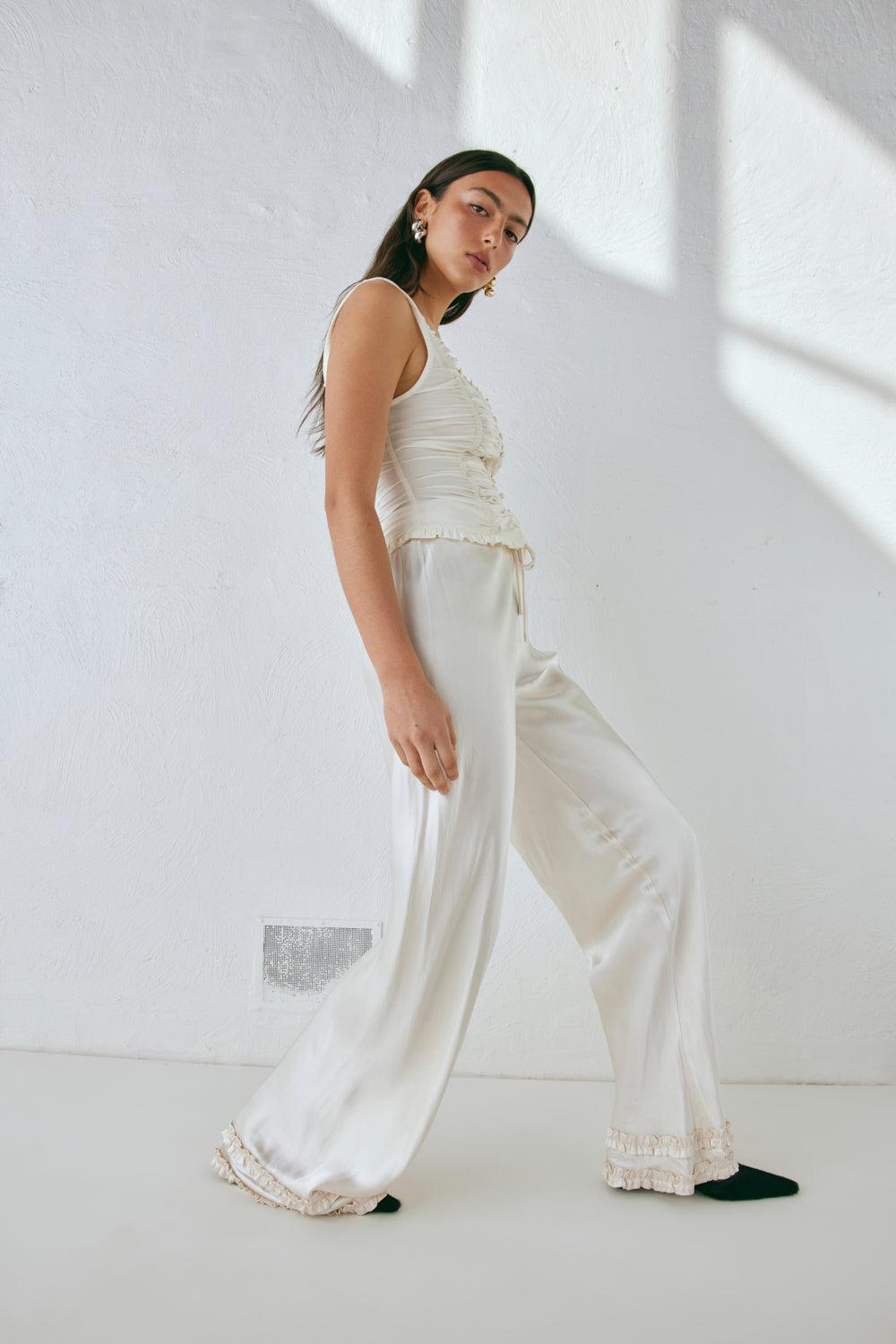 Citara Satin Pants White Product Image