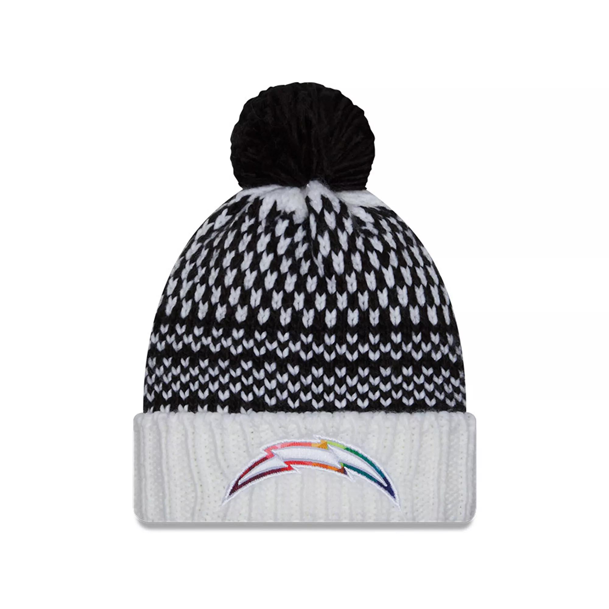 Women's New Era  Black/White Los Angeles Chargers 2023 NFL Crucial Catch Cuffed Pom Knit Hat Product Image