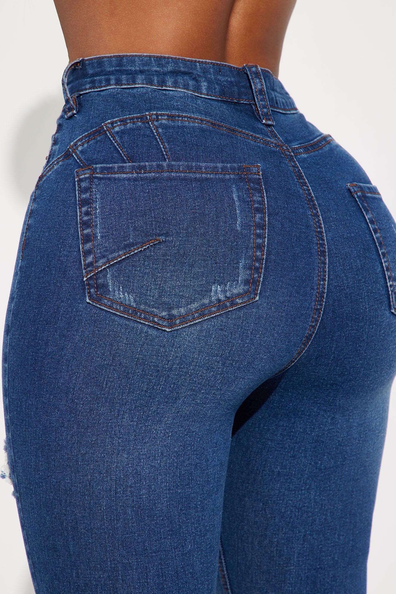 Bedford Booty Sculpting Ripped High Rise Stretch Skinny Jeans - Dark Wash Product Image