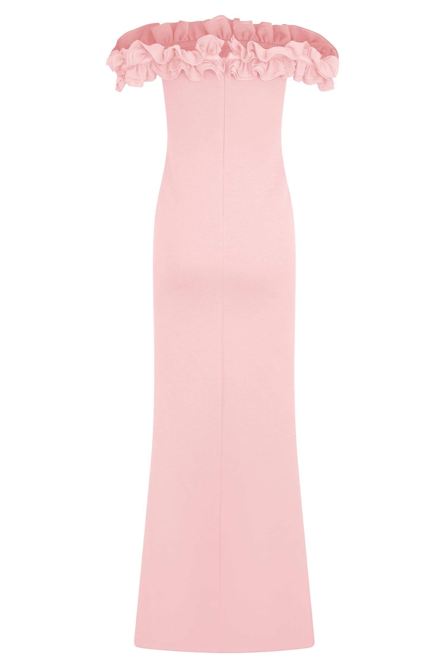 Nova Ruffle Off Shoulder Maxi Dress - Ballet Pink Product Image