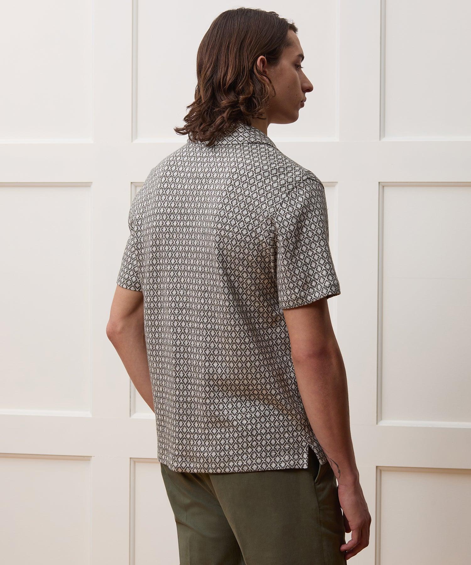 Linen-Cotton Geometric Knit Shirt Product Image