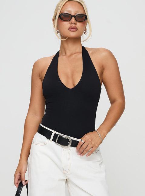 Someone New Halter Bodysuit Black Product Image
