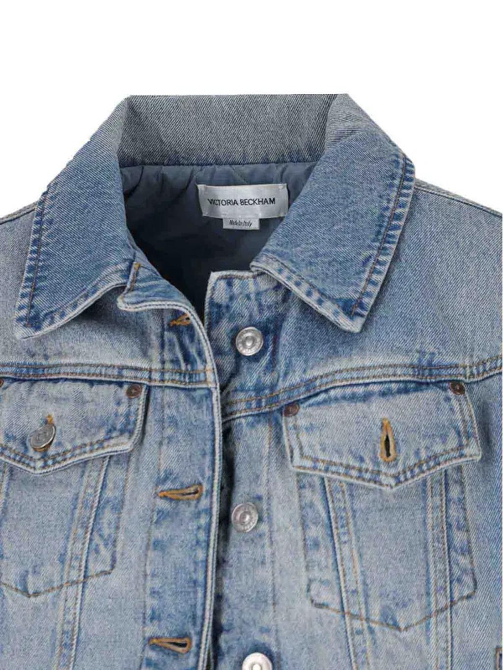 VICTORIA BECKHAM Padded Denim Jacket In Blue Product Image