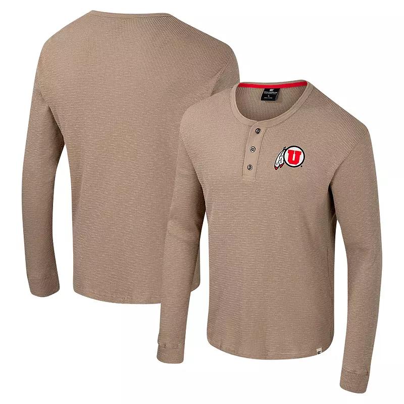 Men's Colosseum  Tan Wisconsin Badgers Great Outdoors Henley Long Sleeve Shirt, Size: XL, Team Product Image