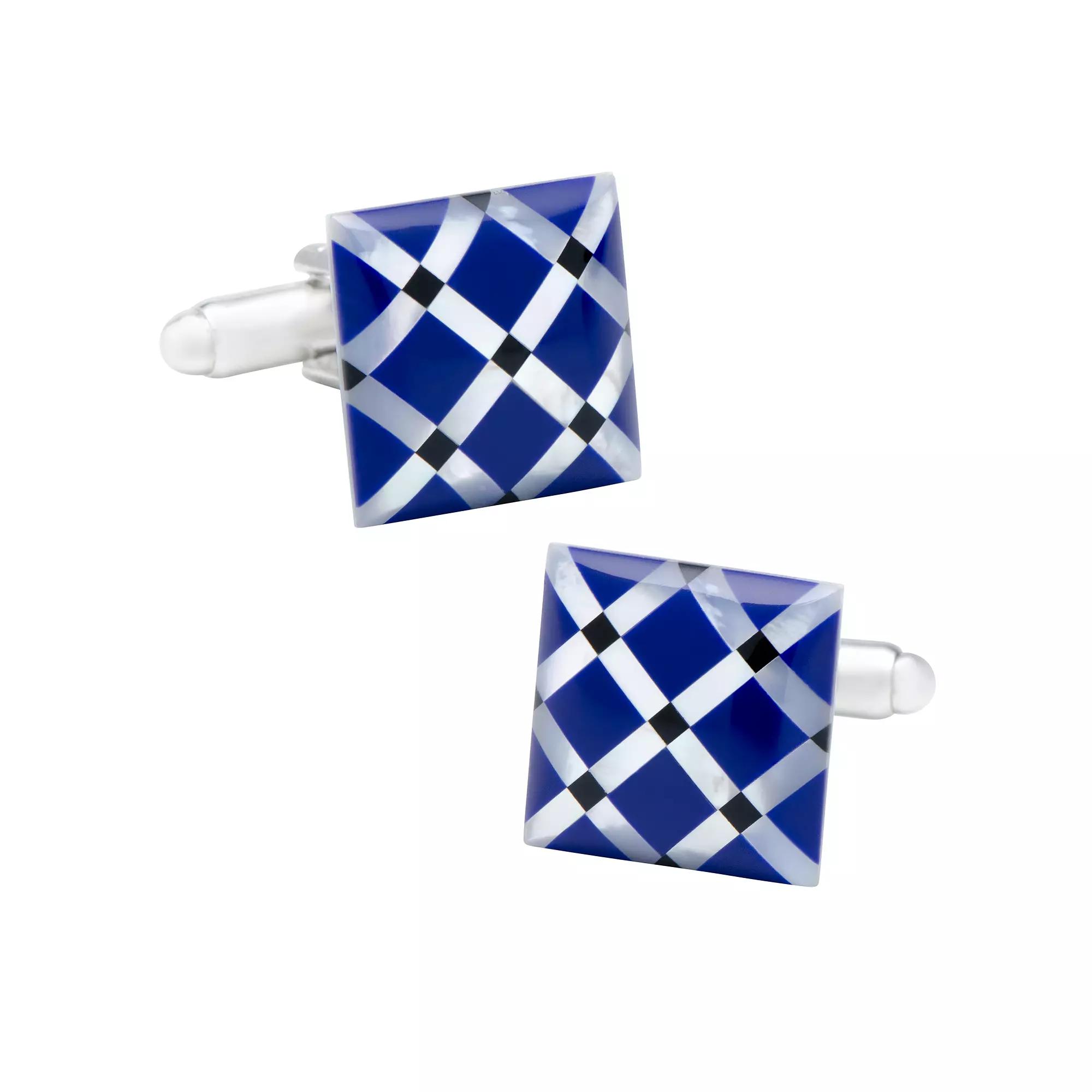 Diamond-Pattern Cufflinks w/ Stones Product Image