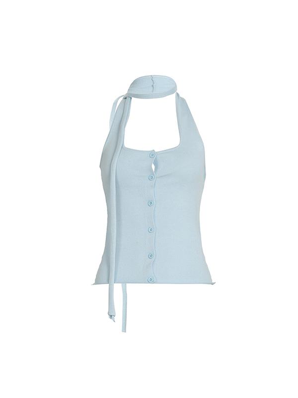 Sexy Necklace With Buckle Halter Vest Product Image