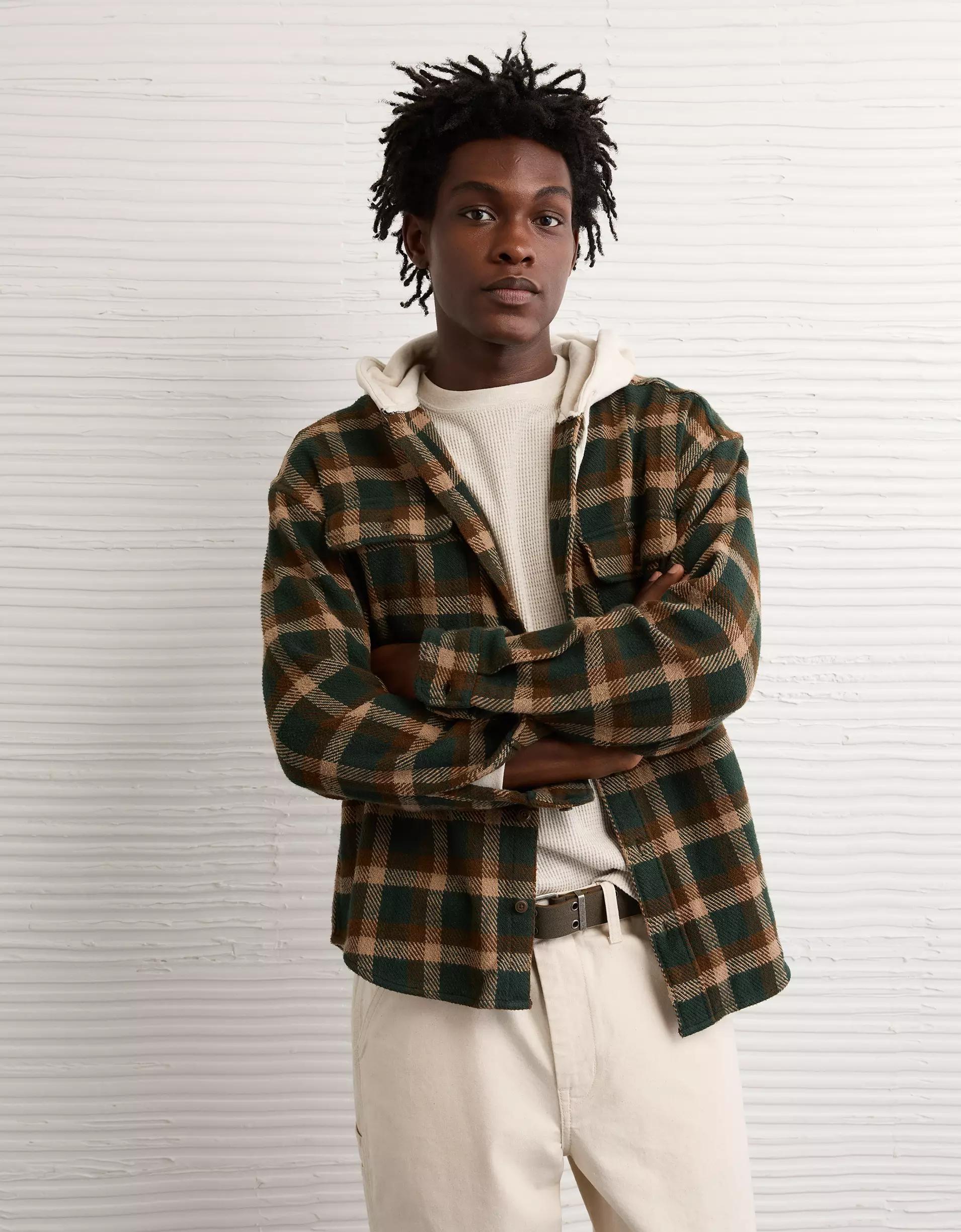 AE Hooded Flannel Shirt Product Image