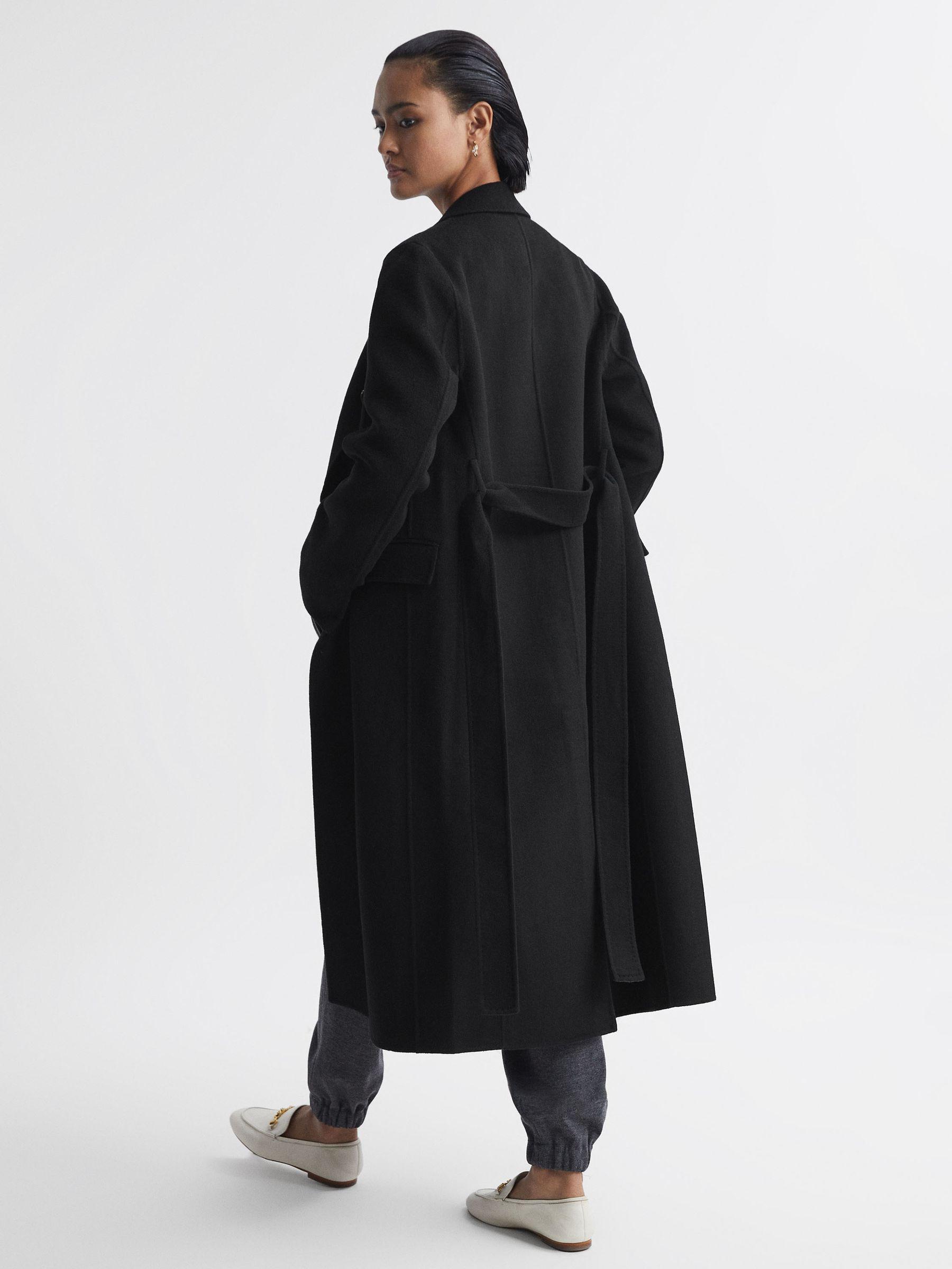 Relaxed Wool Blend Blindseam Belted Coat in Black Product Image