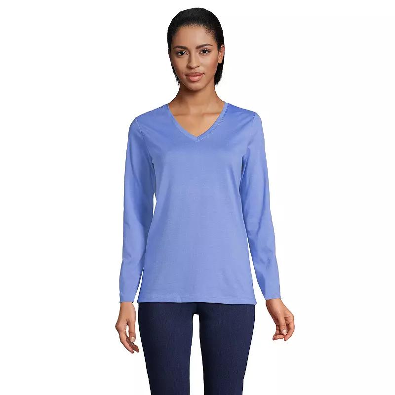 Petite Lands' End Supima Cotton Relaxed V-Neck Tee, Women's,  Product Image