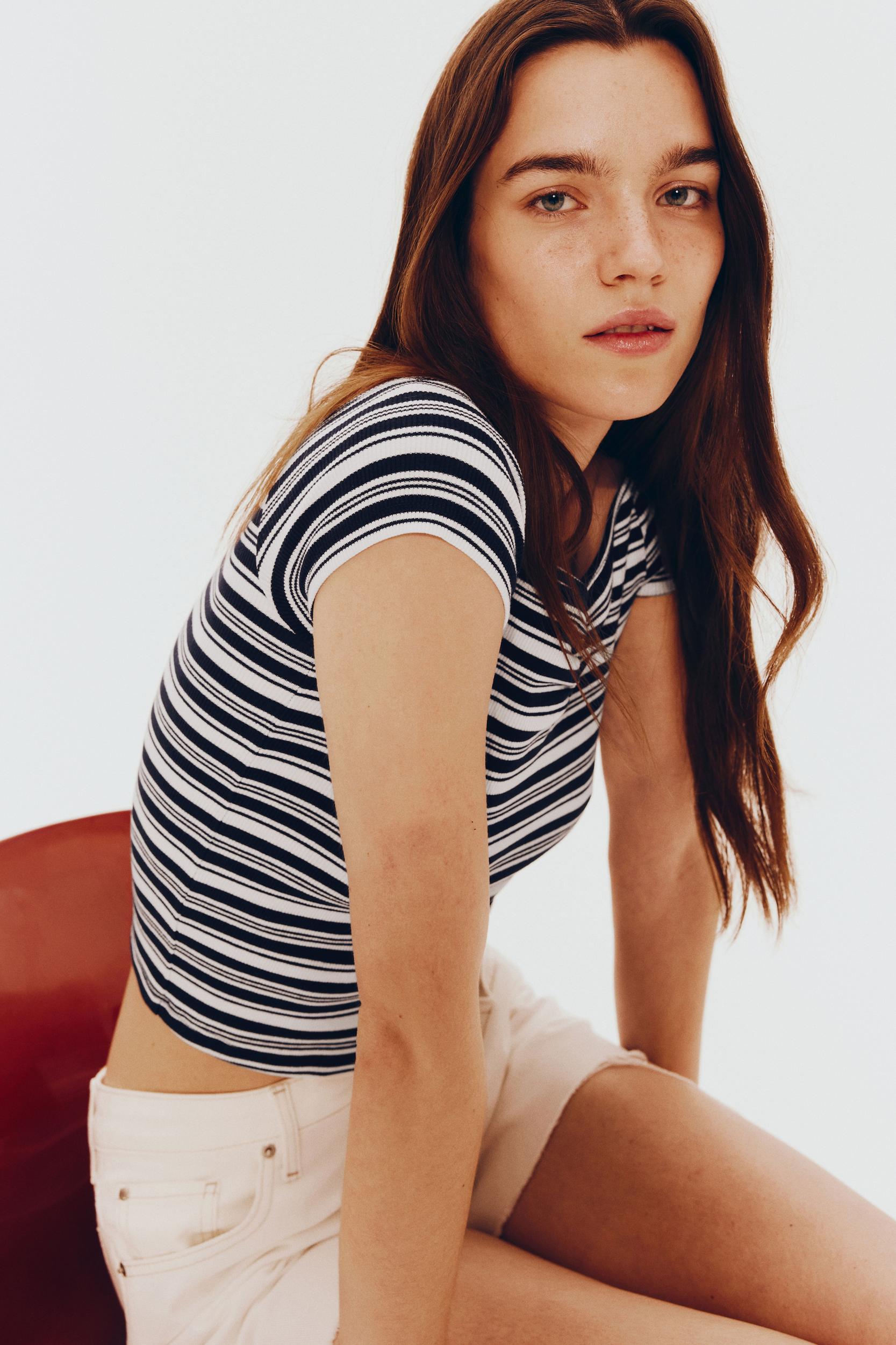 Ribbed Boat-Neck Top Product Image