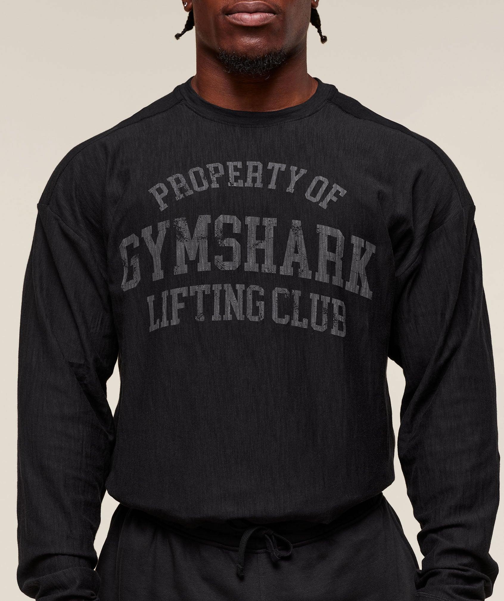 Gymshark Lightweight Slub Textured Lifting Authenticator OS LS T-shirt - Black Male Product Image