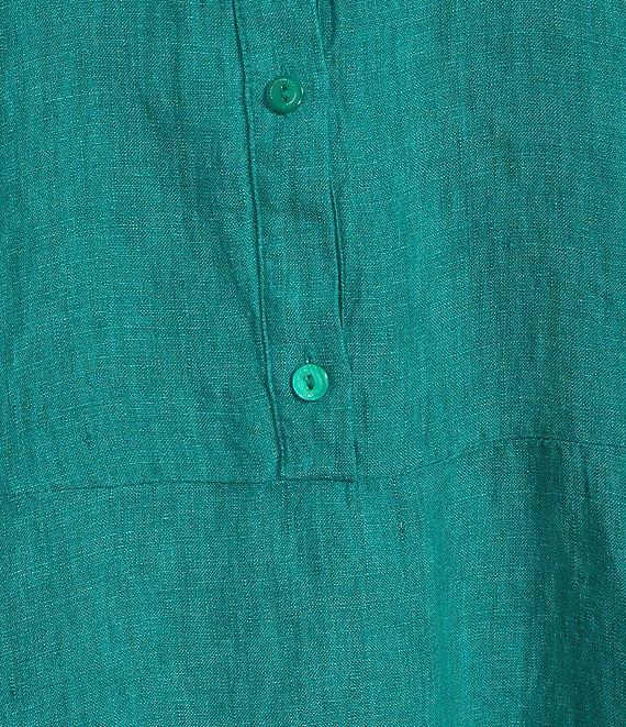 Eileen Fisher Organic Linen Mandarin Collar Long Sleeve Dress Product Image