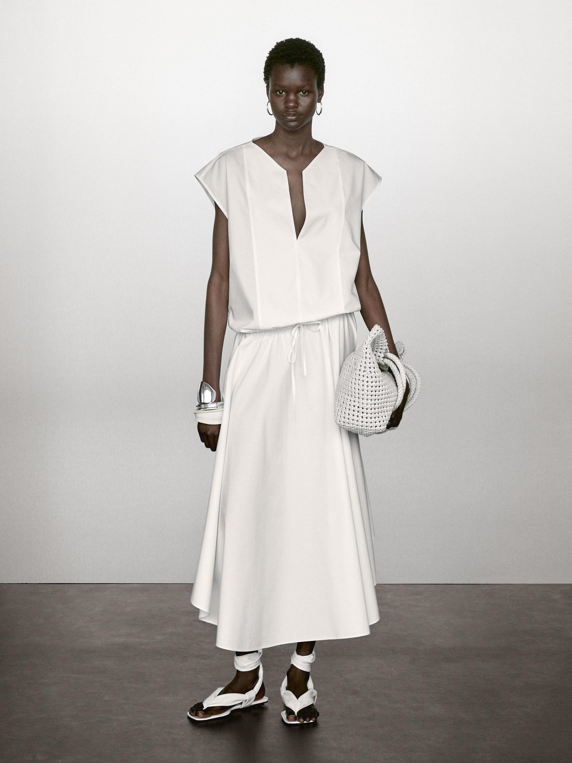 Poplin cotton blouse with elasticated detail Product Image