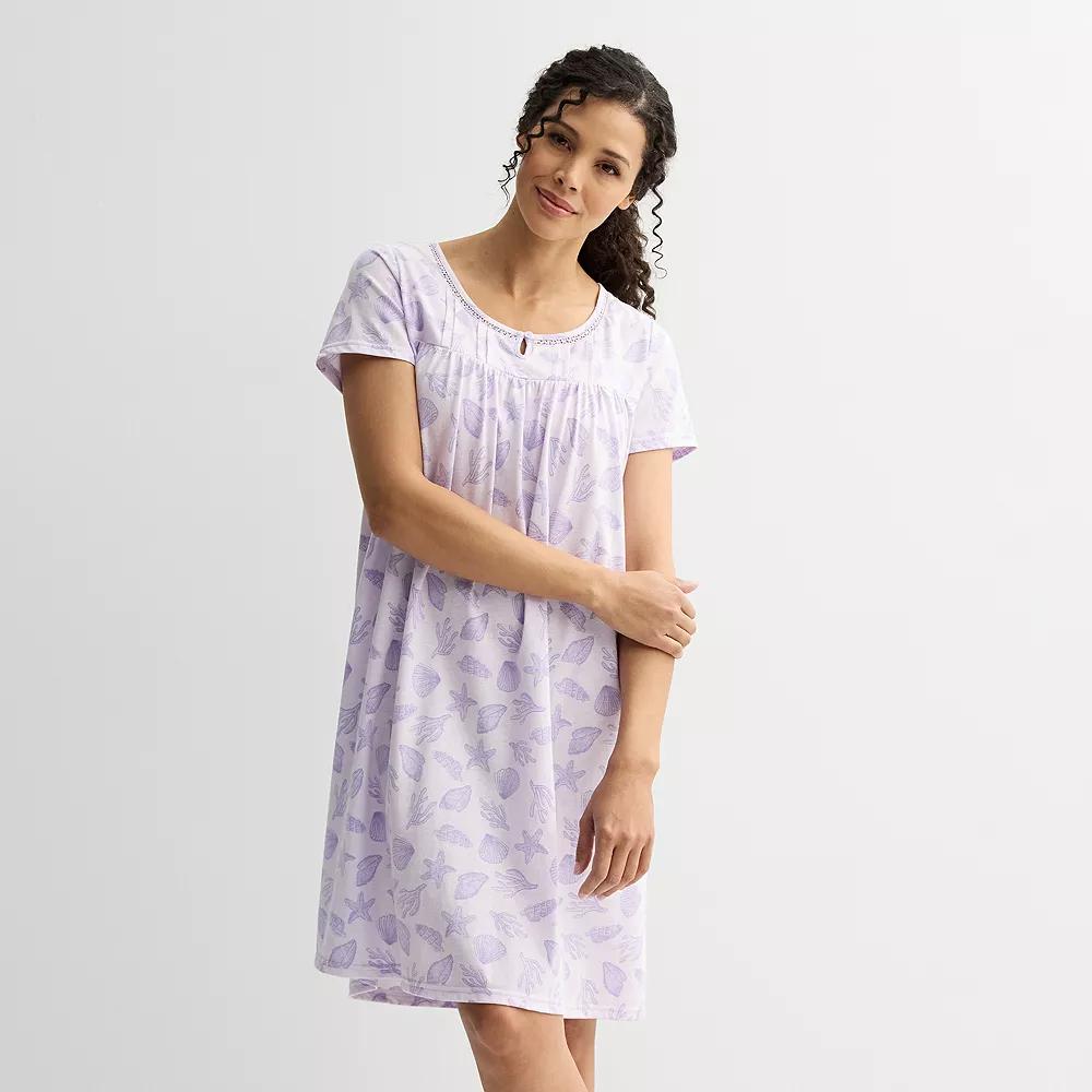 Women's Croft & Barrow® Knit Sleep Gown, Size: Small, Purple Shell Product Image