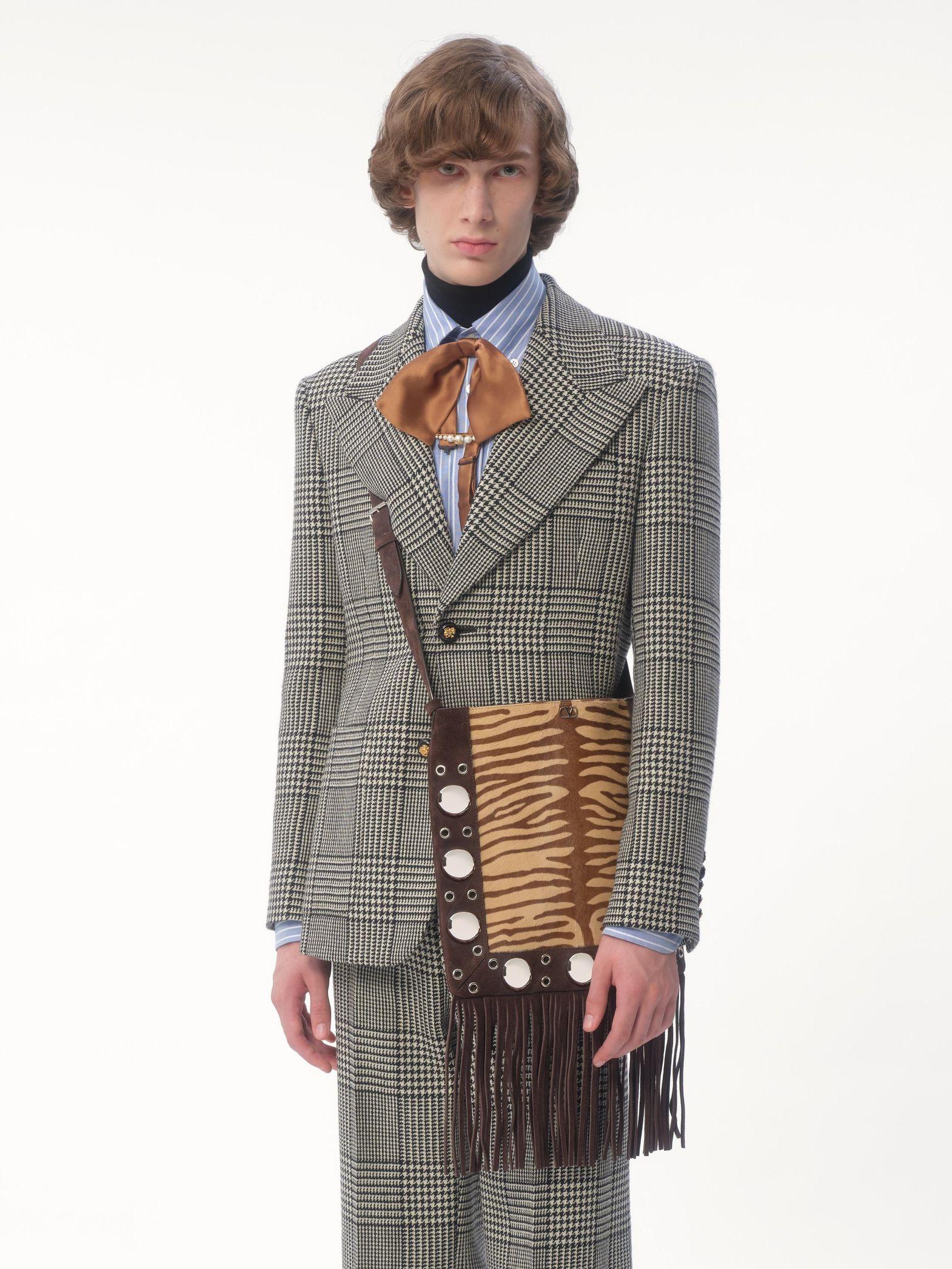 Valentino Garavani Nellcôte Shoulder Bag In Animalier Pony-Effect Calfskin With Fringes Product Image