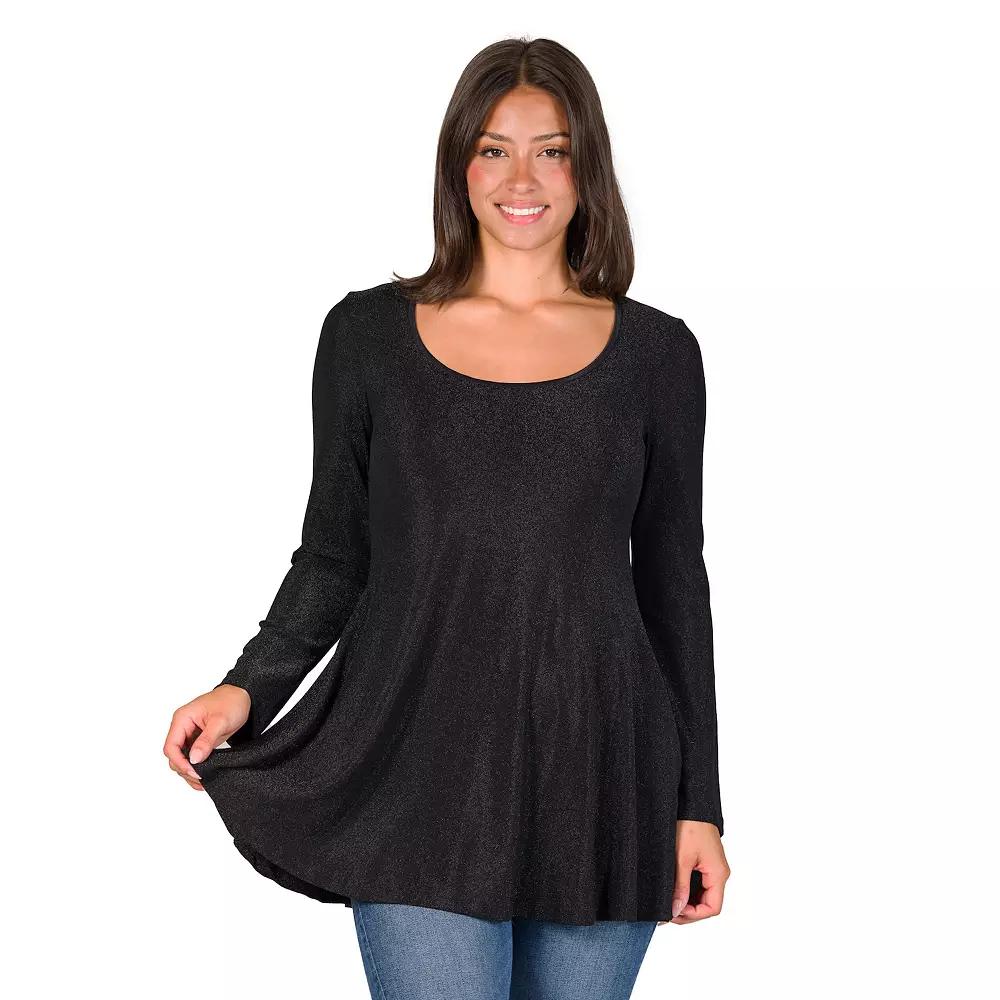 Women's 24Seven Comfort Apparel Shimmery Tunic Top,  Product Image