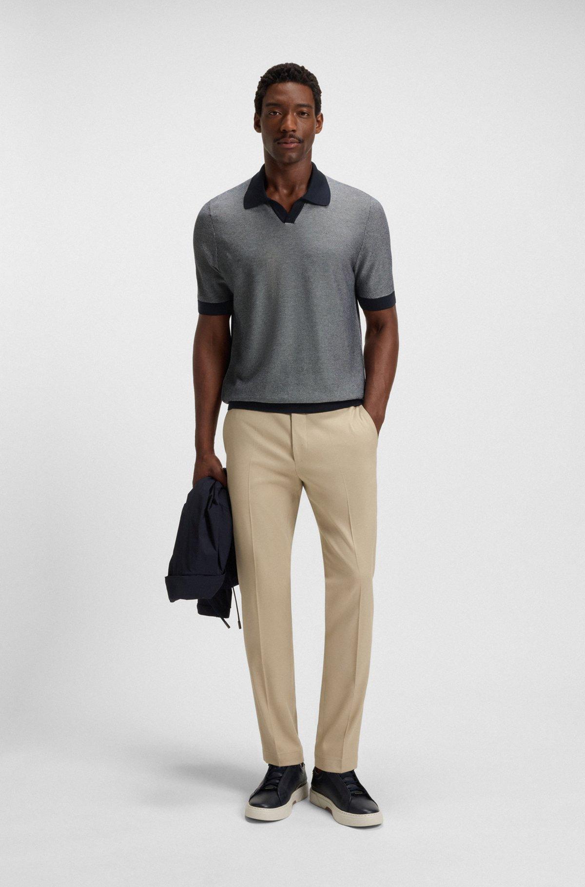 Silk-cotton sweater with Johnny collar in regular fit Product Image