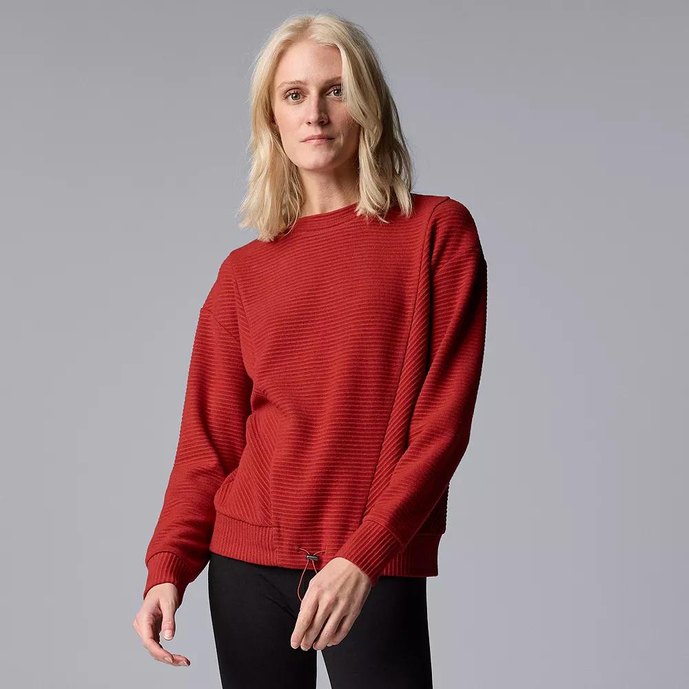 Women's Simply Vera Vera Wang Drawcord Hem Cozy Pullover Top, Size: XS, Terracotta Pink Product Image