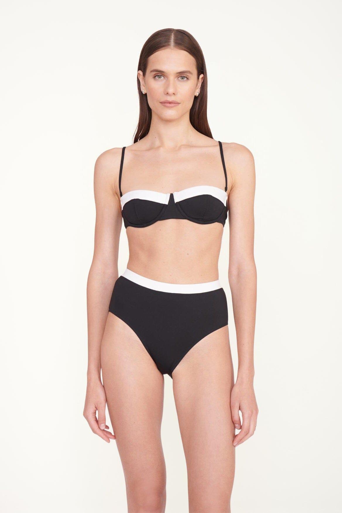 DEVON HIGH RISE BIKINI BOTTOM | BLACK WHITE Product Image