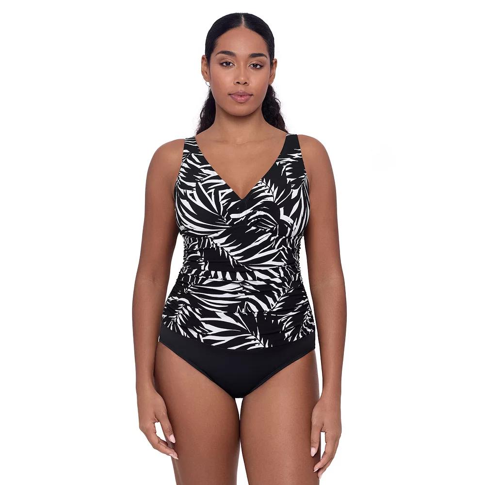 Womens Bal Harbour Tattle Tile V-Neck Shirred Side Mio One-Piece Swimsuit Product Image