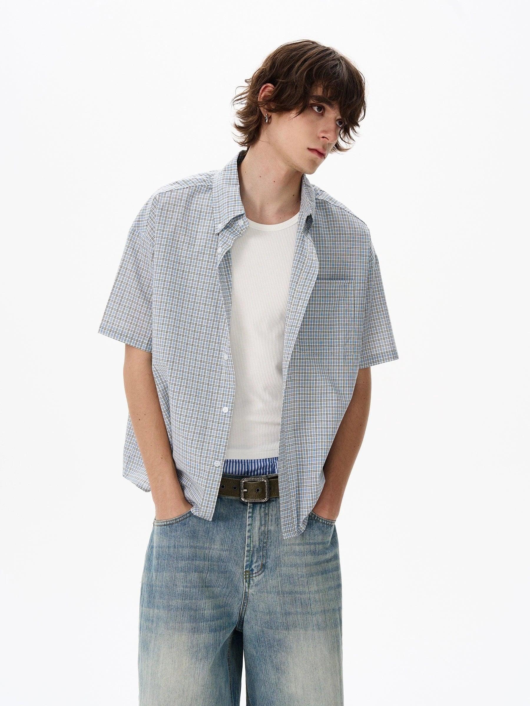 RT No. 18130 PLAID BUTTON-UP SHIRT Product Image