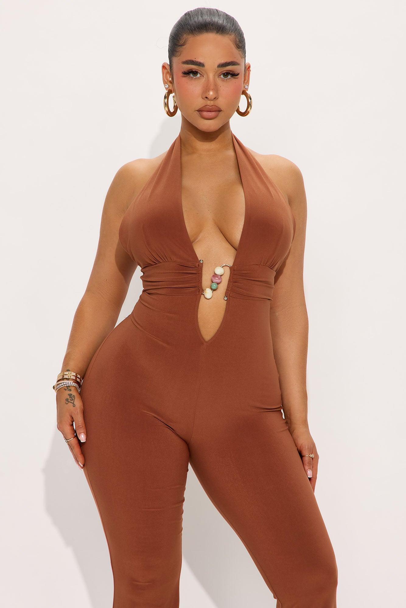 Carlinda Halter Jumpsuit - Brown Product Image