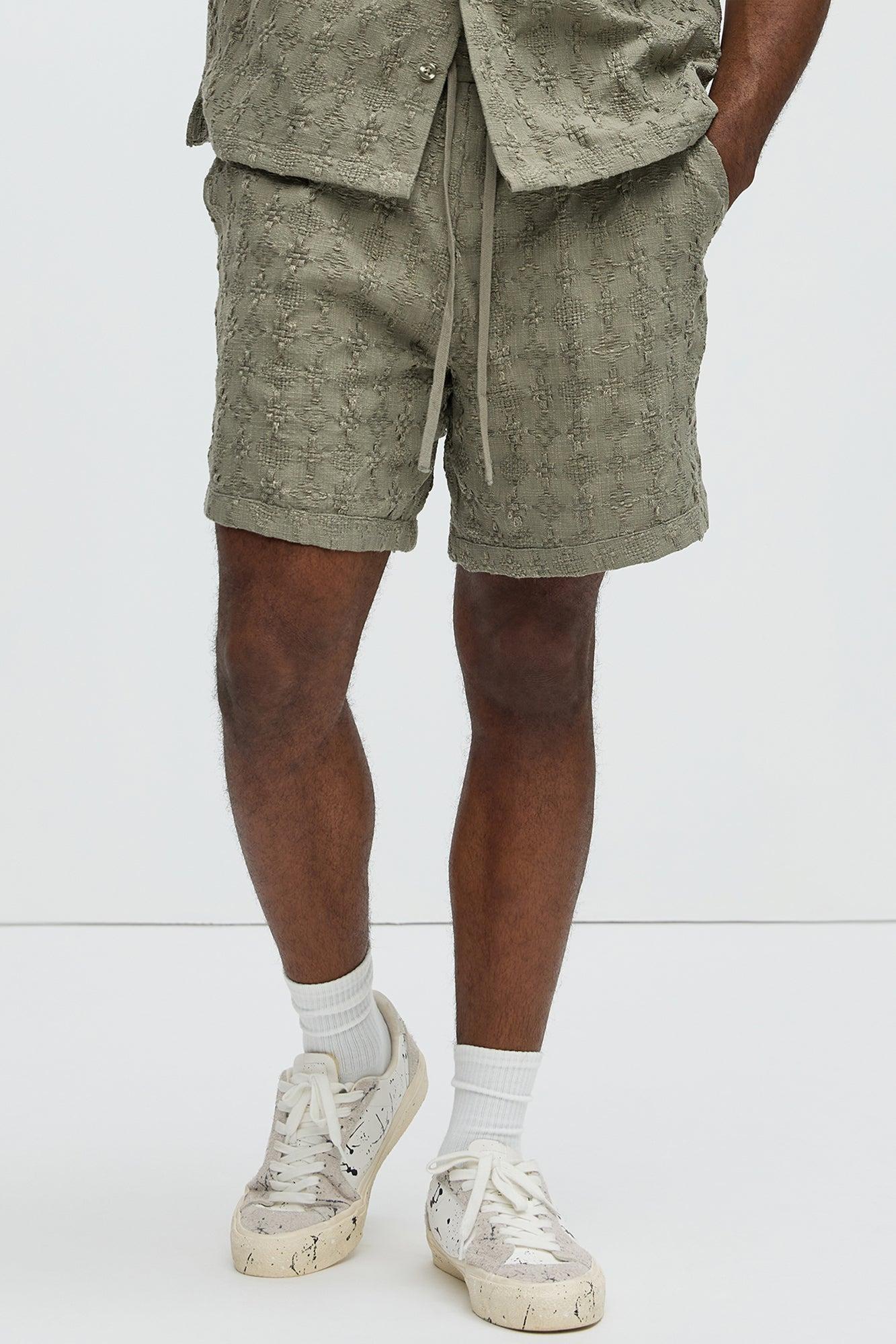 Mav Textured Shorts - Olive Product Image