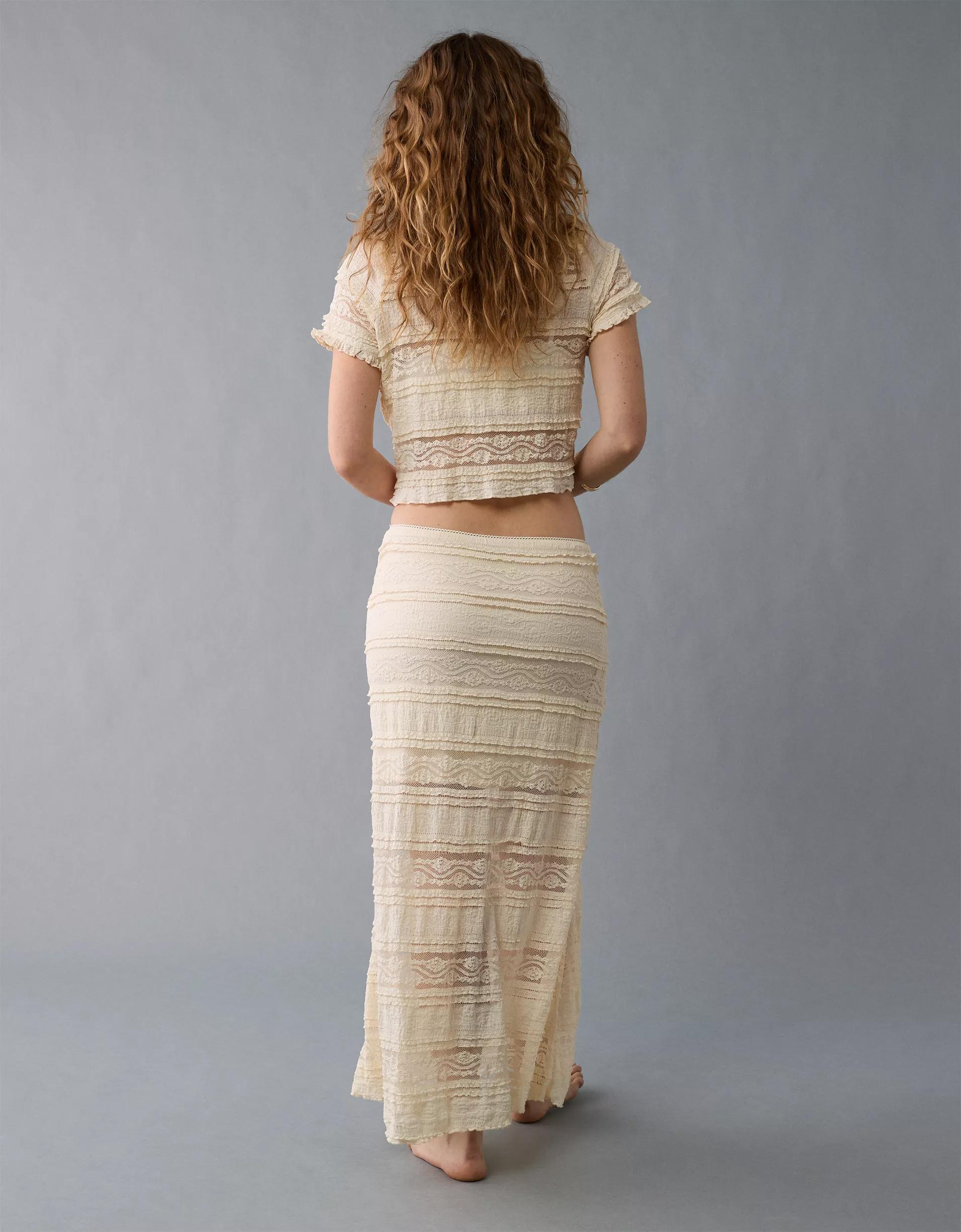 AE High-Waisted Lace Maxi Skirt Product Image