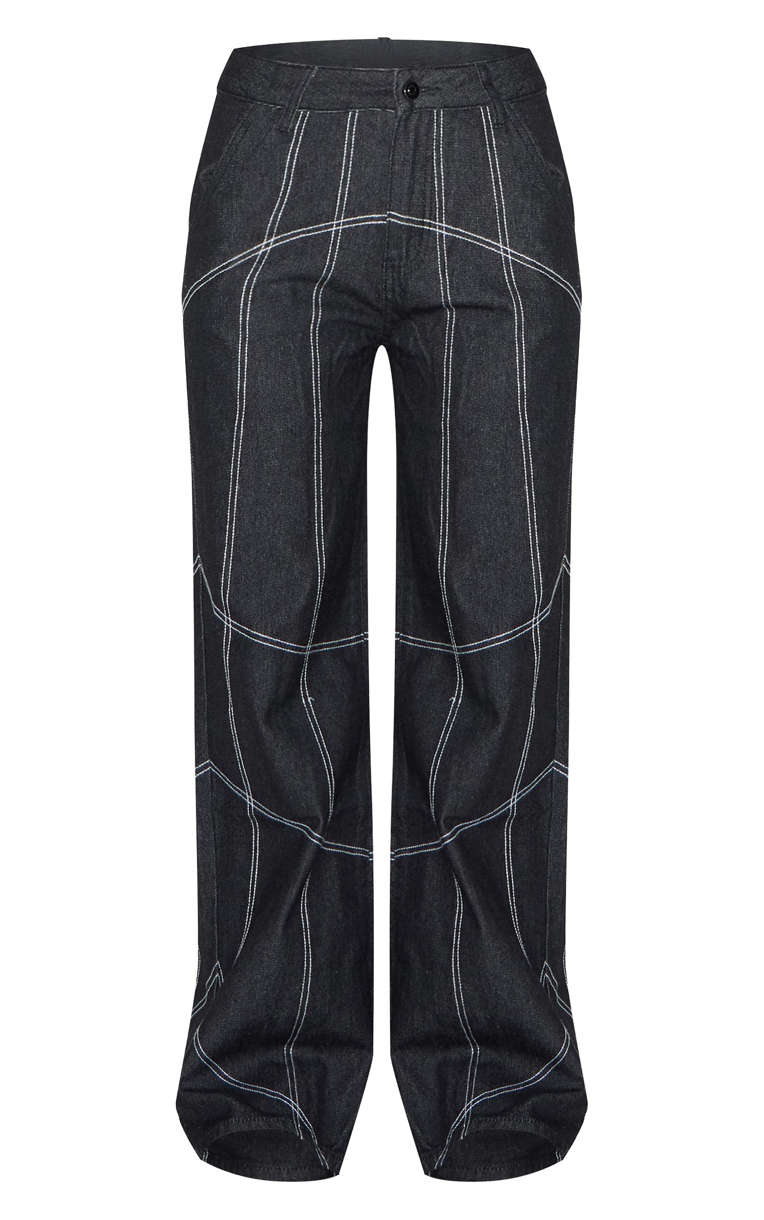 Dark Indigo Corset Seam Denim Jeans Product Image