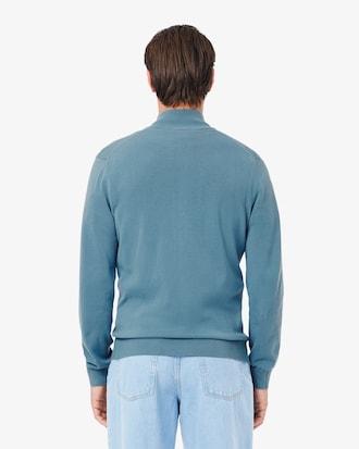 Zipped High Neck Cotton Sweater Product Image