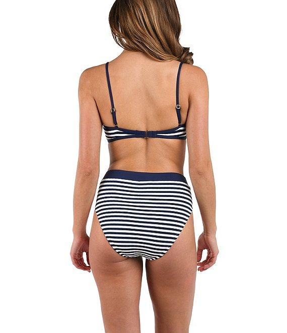 La Blanca Set Sail Ribbed Knit Gold Grommet High Waist Swim Bottom Product Image