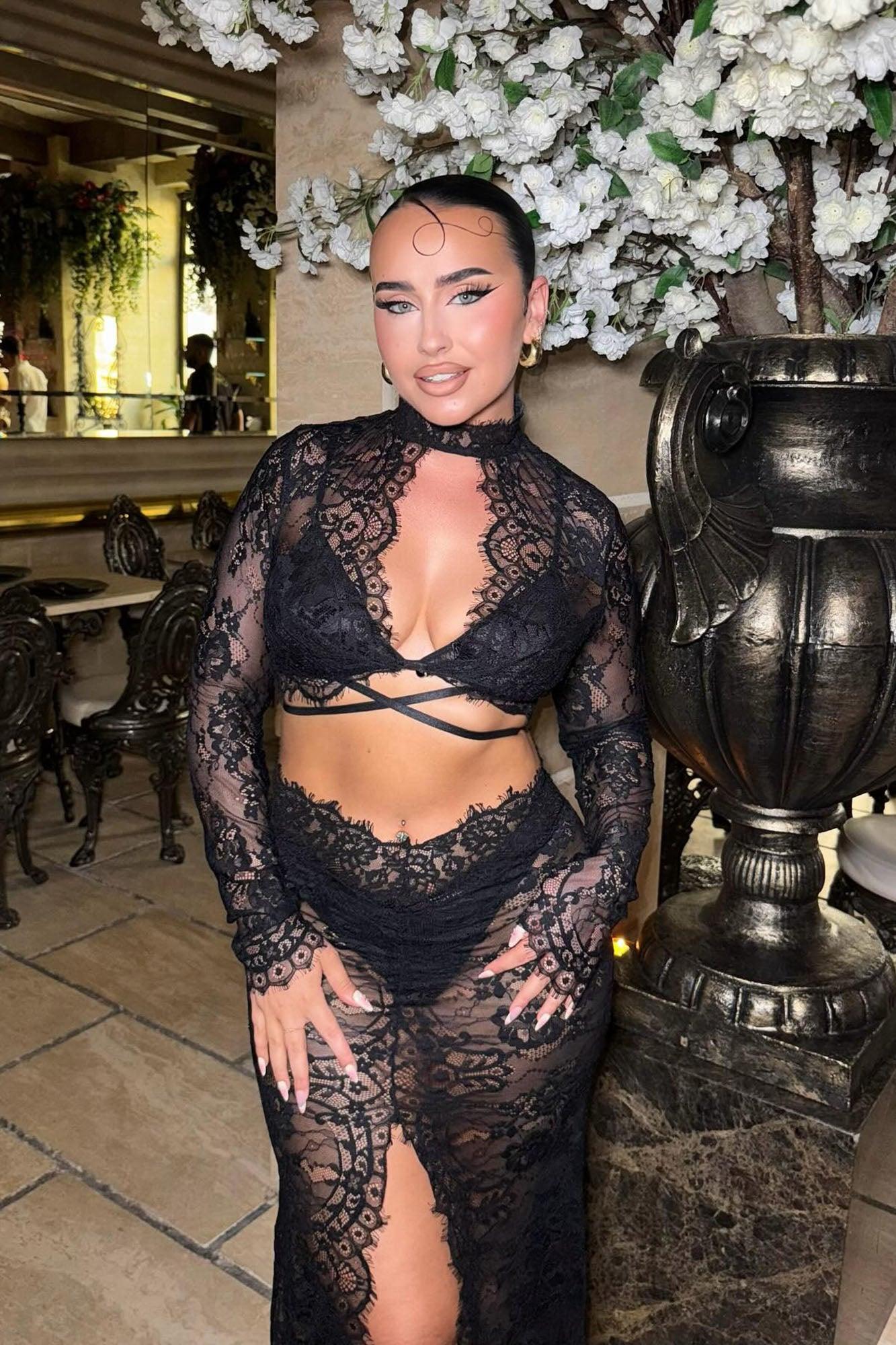 Love In Lace Maxi Skirt Set - Black Female Product Image