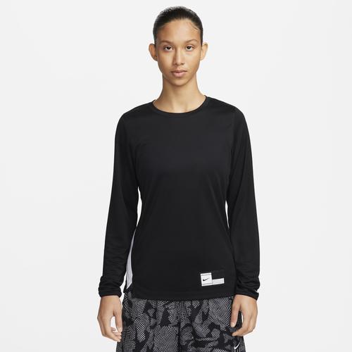 Nike Womens Nike Dri-Fit L/S Pregame Top - Womens White/Black/White Product Image
