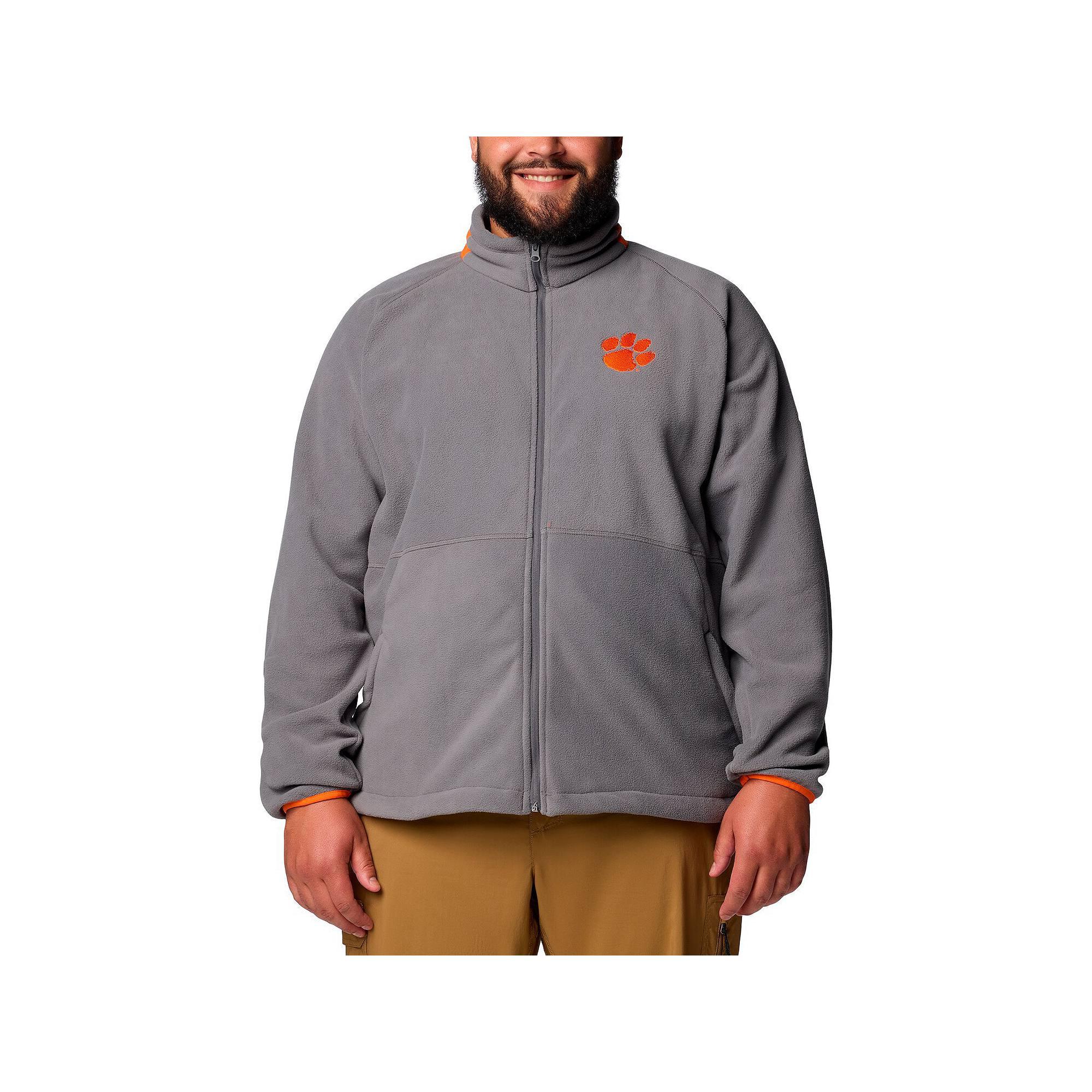 Men's Columbia Gray Clemson Tigers Big & Tall Flanker IV Fleece Raglan Full-Zip Jacket,  Product Image