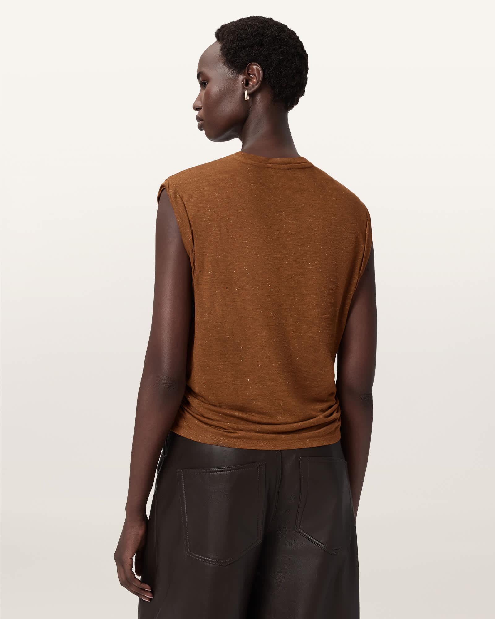 West Shimmer Tank Top RUST BROWN | ALLSAINTS US Product Image