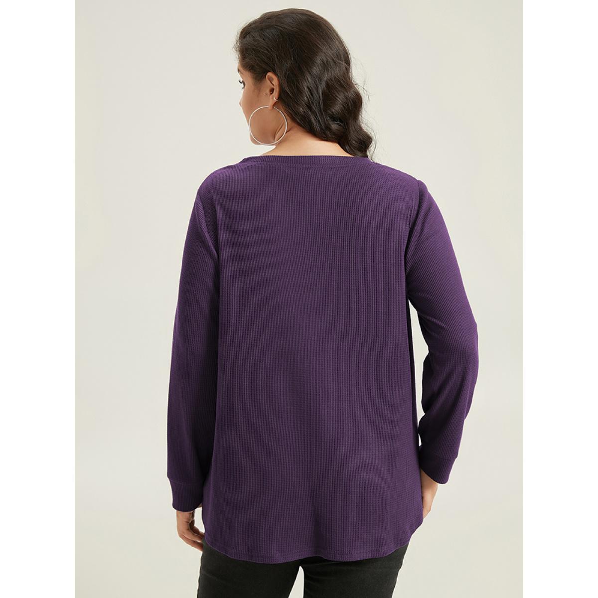 Plus Size Floral Embroidered Notched Arc Hem Sweatshirt Women Mauve Casual Embroidered Notched collar Dailywear Sweatshirts BloomChic 22-24/3X Product Image