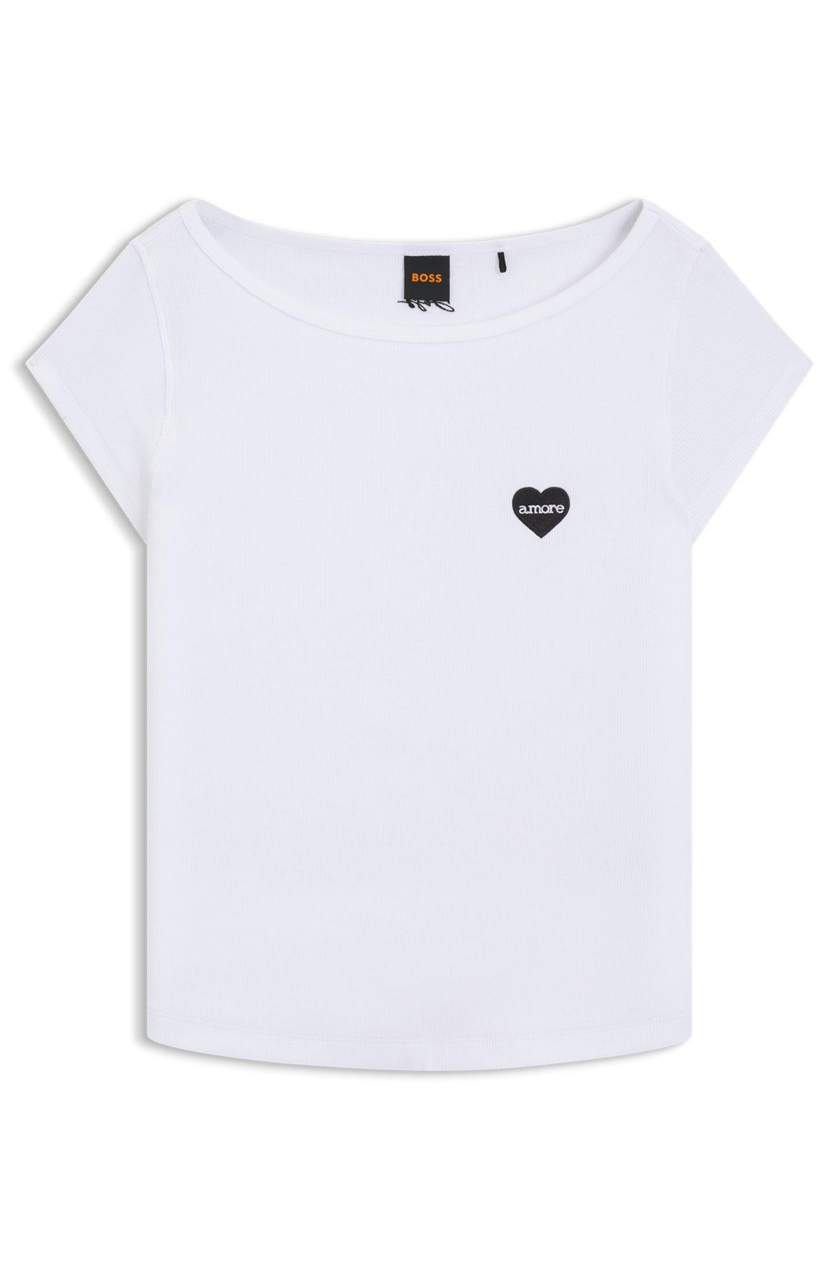 Stretch-cotton slim-fit T-shirt with artwork Product Image